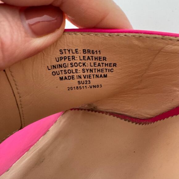 J. Crew Bianca Wedge Sandals Pink Leather Open Toe Slip-On Heels Size 9 - Picture 2 of 11